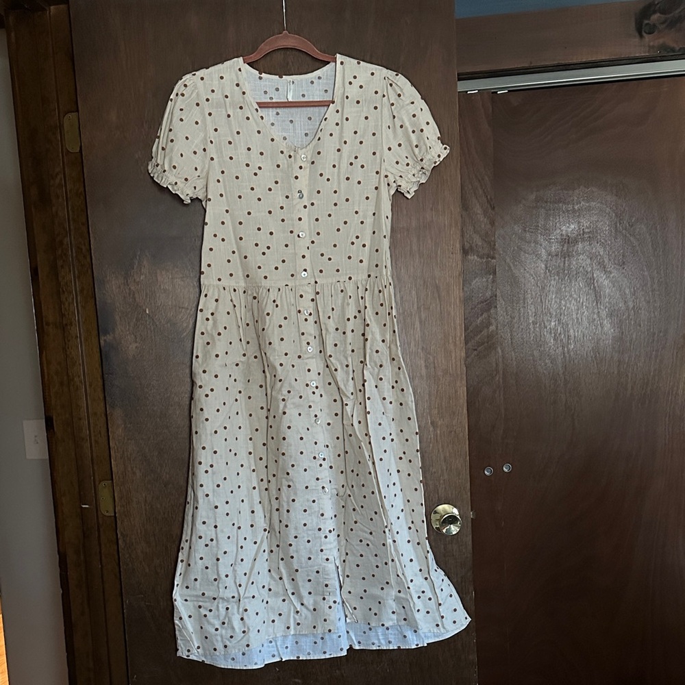 Rylee and cru Midi Dress with Brown Dots